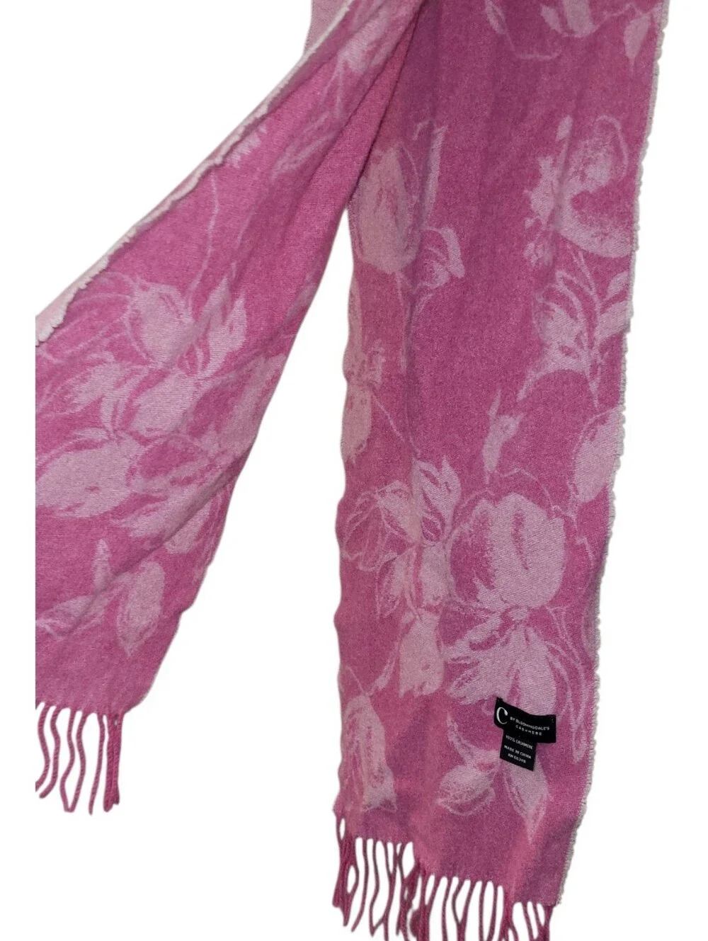 C By Bloomingdales $168 Woven Cashmere Pink 2 Sided Scarf